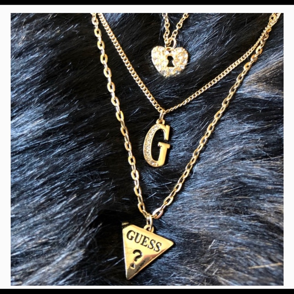 New Guess Three Tier Necklace